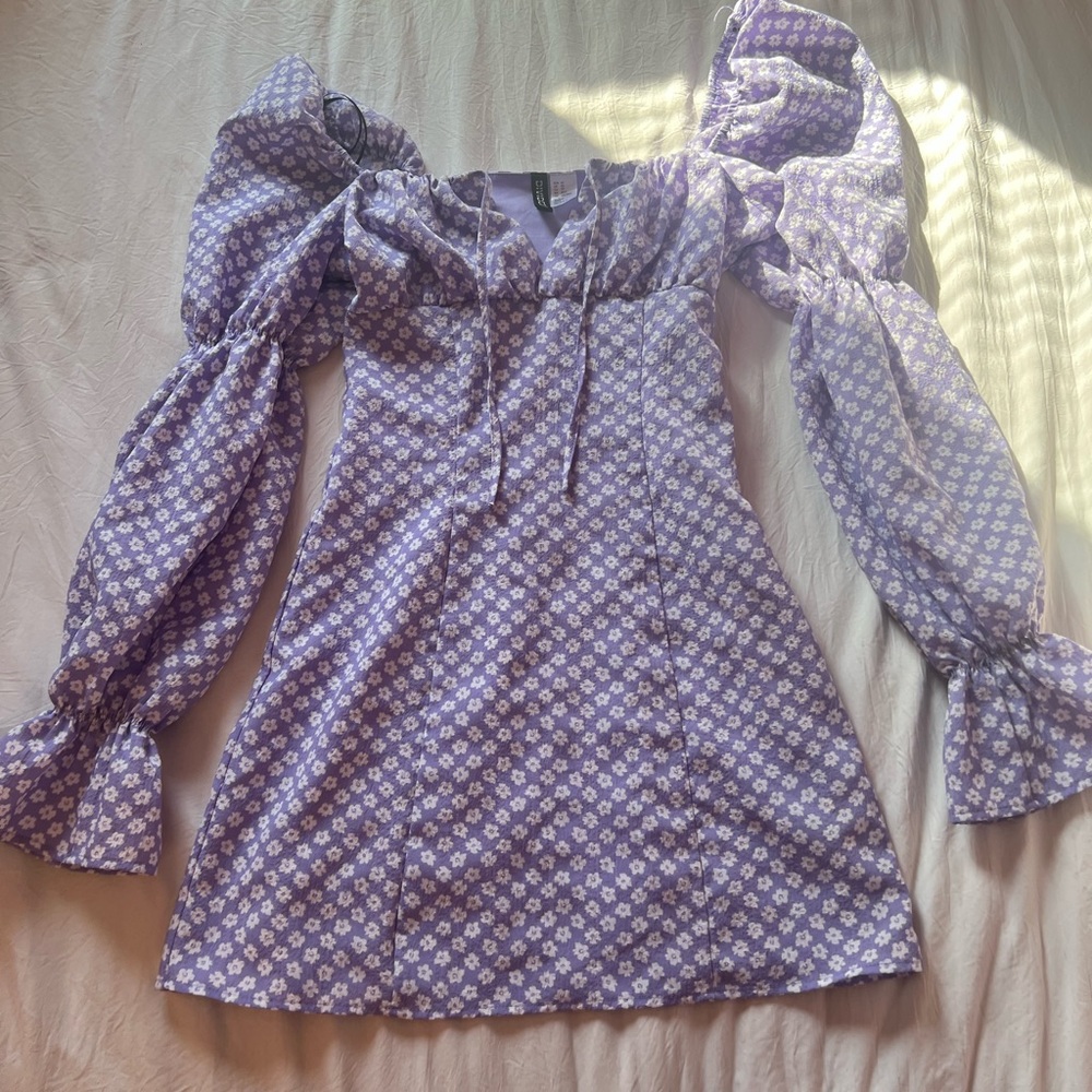 H&M XS Purple Flower Summer/ Spring Dress